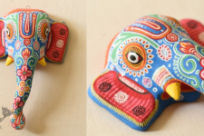 Pattachitra Mask ~ Hand painted Paper Mache ~ Ganesh (Blue Background)