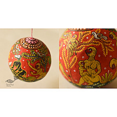 Pattachitra ~ Monkeys Hand Painted on Hanging Coconut 