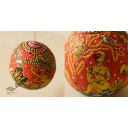 Pattachitra ~ Monkeys Hand Painted on Hanging Coconut 