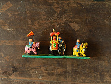 Handmade Wooden Fridge Magnet - Good Luck Line (Horse, Elephant, Camel)