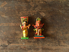 Handmade Wooden Fridge Magnet (Set of Two) - Saraswati & Ganesh