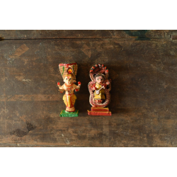 Handmade Wooden Fridge Magnet (Set of Two) - Brahma & Saraswati