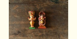 Handmade Wooden Fridge Magnet (Set of Two) - Brahma & Saraswati