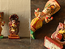 Handmade Wooden Fridge Magnet (Set of Two) - Brahma & Saraswati