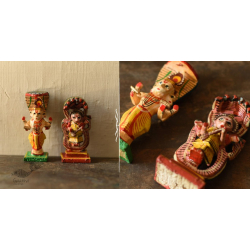 Handmade Wooden Fridge Magnet (Set of Two) - Brahma & Saraswati