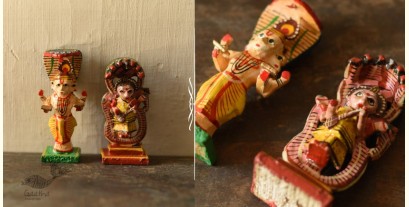 Handmade Wooden Fridge Magnet (Set of Two) - Brahma & Saraswati