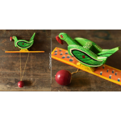 Handmade Wooden Scroll Toy - Parrot