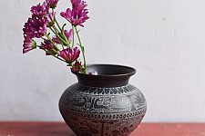 Antiquities from Khajuraho ~ Carving on Brass Lota / Kalash - B