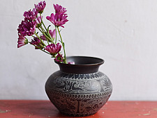 Antiquities from Khajuraho ~ Carving on Brass Lota / Kalash - B