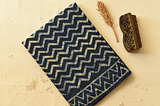 Sunday Afternoon ☕ Block Printed Cotton Dabu ~ Indigo Zig zag Saree