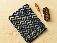 Sunday Afternoon ☕ Block Printed Cotton Dabu ~ Indigo Zig zag Saree