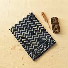 Sunday Afternoon ☕ Block Printed Cotton Dabu ~ Indigo Zig zag Saree