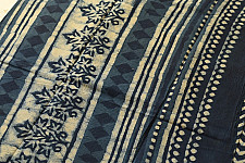 Sunday Afternoon ☕ Block Printed Cotton Dabu ~ Indigo Zig zag Saree