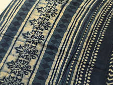 Sunday Afternoon ☕ Block Printed Cotton Dabu ~ Indigo Zig zag Saree