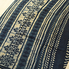 Sunday Afternoon ☕ Block Printed Cotton Dabu ~ Indigo Zig zag Saree