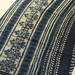 Sunday Afternoon ☕ Block Printed Cotton Dabu ~ Indigo Zig zag Saree