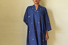 Jamdani - Handloom Cotton Blue Dress