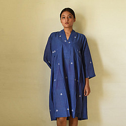 Jamdani - Handloom Cotton Blue Dress