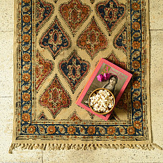 A finite infinity ❧ Kalamkari Natural Color Dhurrie ( 2 X 3 ) - B