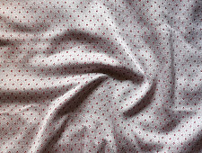 Mashru Fabric { Silk+Cotton } | Hand Woven Fabric - Off White With Red Dots