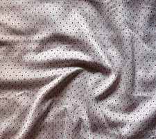 Mashru Fabric { Silk+Cotton } | Hand Woven Fabric - Off White With Red Dots