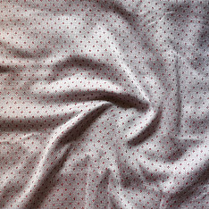 Mashru Fabric { Silk+Cotton } | Hand Woven Fabric - Off White With Red Dots