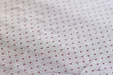 Mashru Fabric { Silk+Cotton } | Hand Woven Fabric - Off White With Red Dots