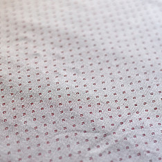 Mashru Fabric { Silk+Cotton } | Hand Woven Fabric - Off White With Red Dots