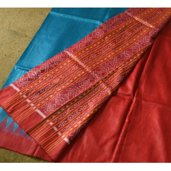 Kamakshi | Pure Tussar Silk Saree With Red Ikat Pallu