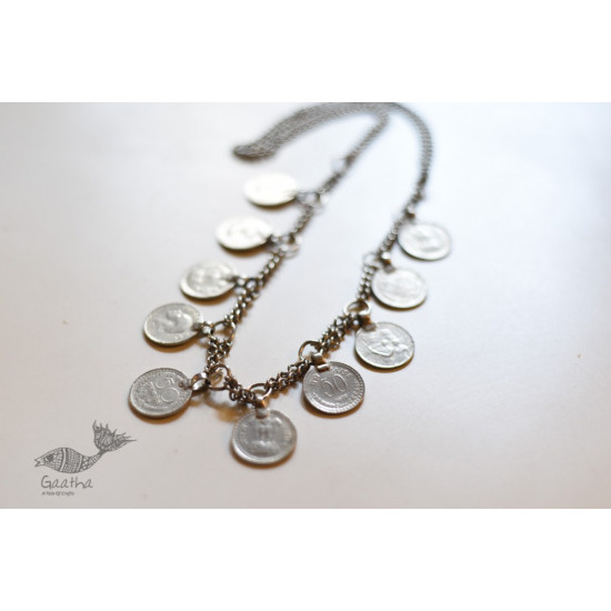 shop Handmade White Metal Vintage Jewelry - Coin Necklace