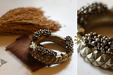 Kanupriya | White Metal Vintage Jewelry - Gunghru Kada ( Two Size Options Small / Medium )