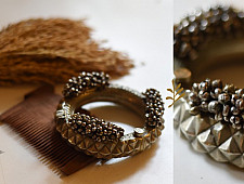 Kanupriya | White Metal Vintage Jewelry - Gunghru Kada ( Two Size Options Small / Medium )