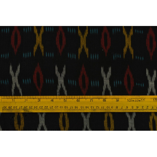 Shop Ikat Handloom Cotton Black  Fabric - Circle & Cross Design