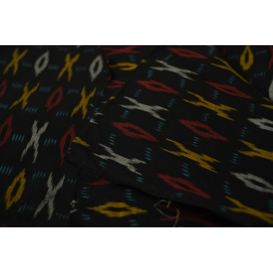 Shop Ikat Handloom Cotton Black  Fabric - Circle & Cross Design