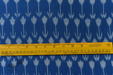 Ikat Handloom Cotton Blue Fabric - Arrow Design Woven 