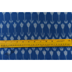 Ikat Handloom Cotton Blue Fabric - Arrow Design Woven 