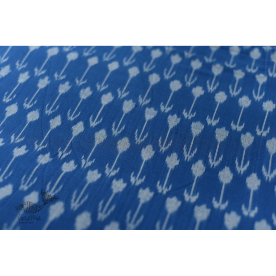 Shop Ikat Handloom Cotton Blue Fabric - Arrow Design Woven 