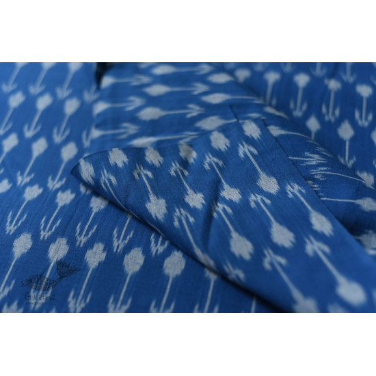 Shop Ikat Handloom Cotton Blue Fabric - Arrow Design Woven 