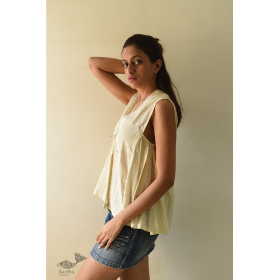 shop Off White Pure Cotton ~ Handwoven Self Checks Top