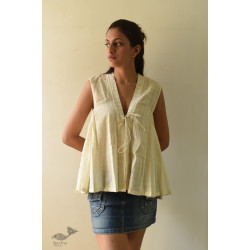 Shweta . श्वेता | Handwoven Checks Top | Pure Cotton Off White 