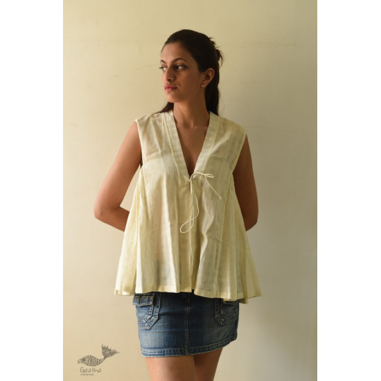 shop Off White Pure Cotton ~ Handwoven Self Checks Top