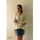 shop Handwoven Off White Cotton Self Checks A-Line Flared Top