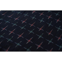 Ikat Handloom Cotton Fabric - Black Cross