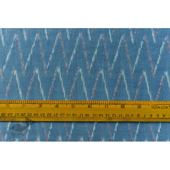 Shop Handloom ikat cotton fabric - Sky Blue Zig Zag 