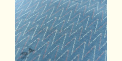 Ikat Handloom Cotton Fabric - Sky Blue Zig Zag 