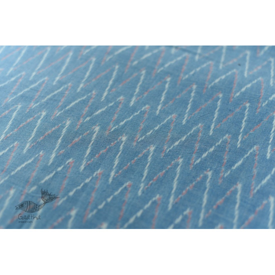 Shop Handloom ikat cotton fabric - Sky Blue Zig Zag 