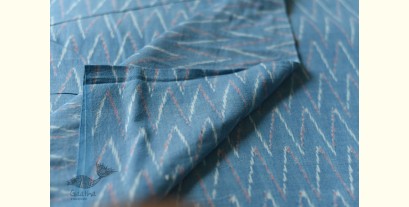Ikat Handloom Cotton Fabric - Sky Blue Zig Zag 