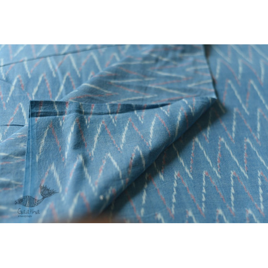 Shop Handloom ikat cotton fabric - Sky Blue Zig Zag 