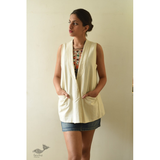 shop Handwoven Pure Cotton ~ Off White Shrug