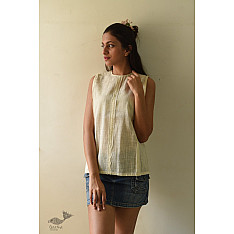Shweta . श्वेता | Handwoven Checks Top | Cotton White 